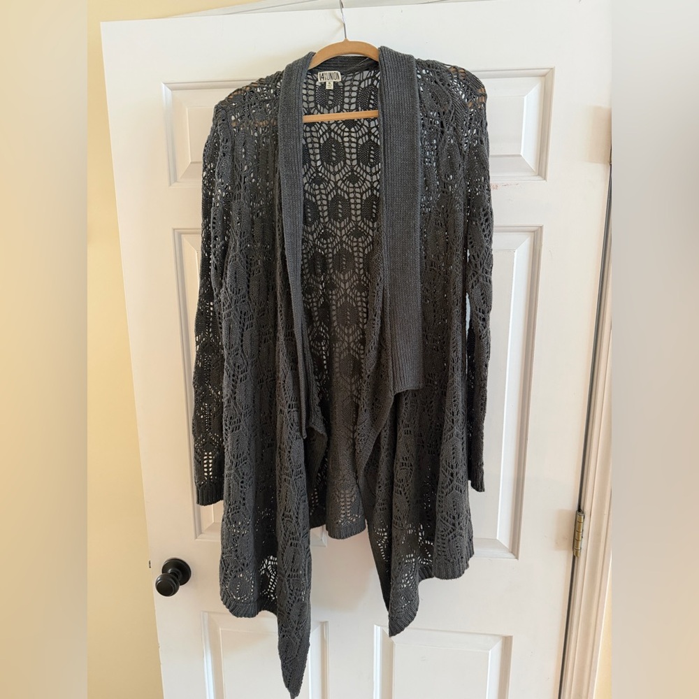 14th & Union Charcoal Lace Cardigan